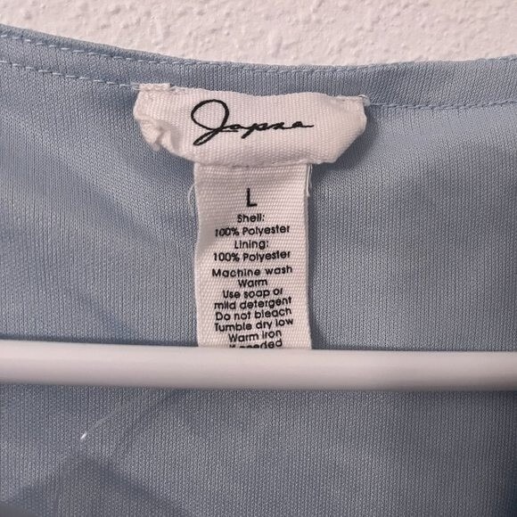 Japna Long Sleeve Sheer V-neck Lace Detailing Tie Light Blue NEW Size Large - Picture 5 of 6